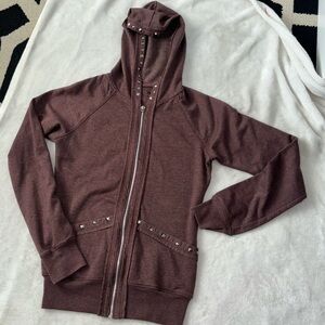 Brown Studded Zip-Up Hoodie